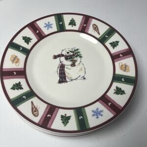 Pfaltzgraff Winter Holiday Snow Bear Salad/Dessert Plate Set of 4 8 1/4 in